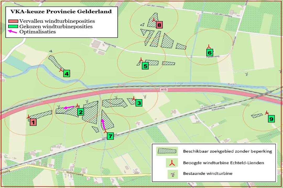 Provincie Gelderland kiest voor 7 windmolens voor windpark Echteld-Lienden